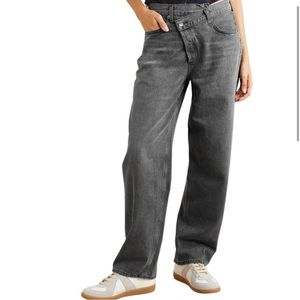Agolde Criss Cross Upsized High-Rise Tapered Organic Jeans Black Gray Size 26